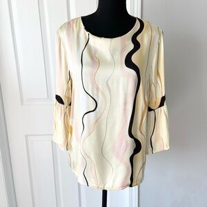 Culture Bell Sleeve Satin  Blouse